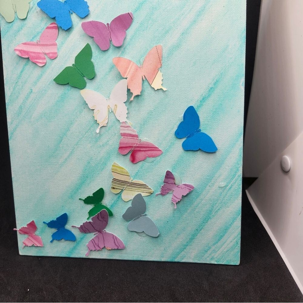 Hand Crafted Colorful Butterfly Water Color Painting Mixed Media Art 8x10"